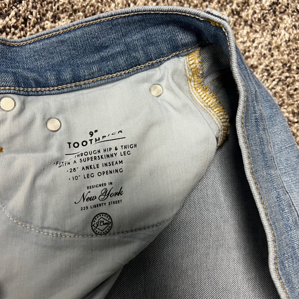 J.Crew 9" Toothpick High Rise Skinny Jeans Medium Wash Raw Hem Size 30 - Picture 7 of 10